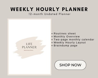 Hourly Weekly Undated Planner