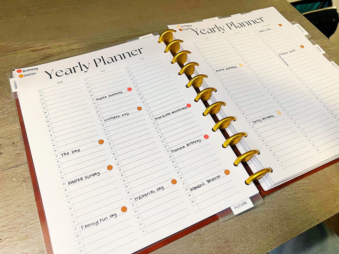 Yearly Planner Insert (PRINTED) - Etsy