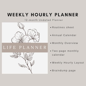 Hourly Weekly Undated Planner