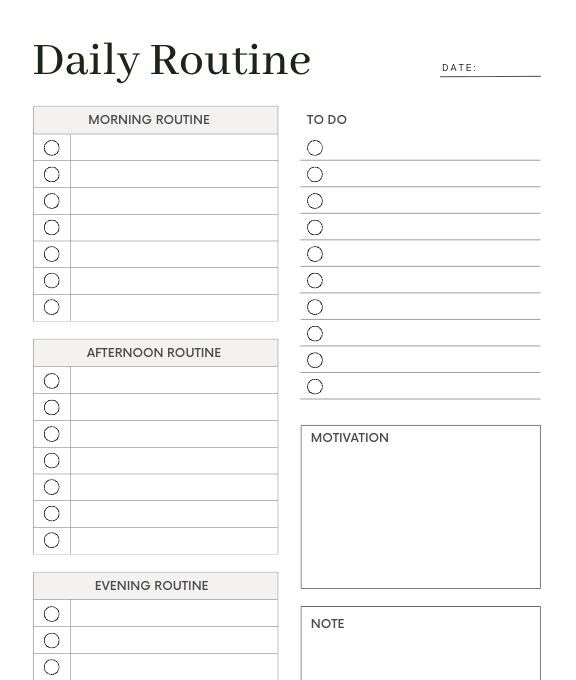 Daily Routine Sheet (DOWNLOAD) - Etsy