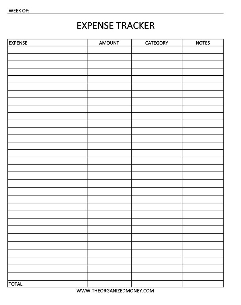 Simple Expense Tracker Printable