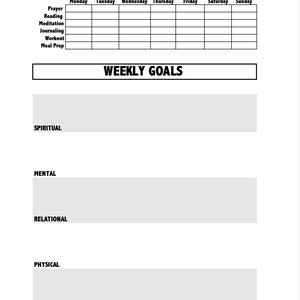 Weekly Goals with Habit Tracker (DOWNLOAD)