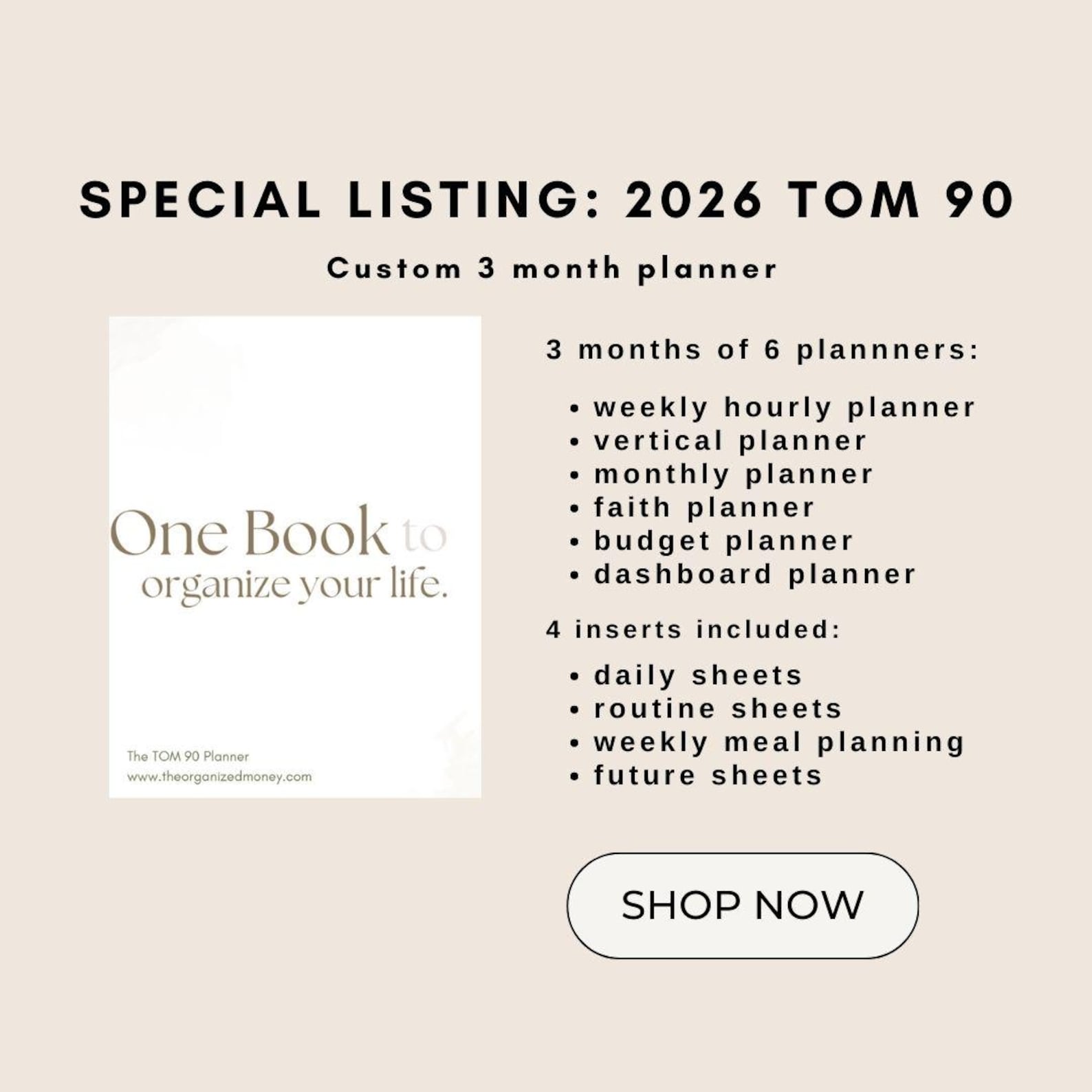 Tom Rabbette Planner Alaina's 2026 (UNDATED) TOM 90 Planner - 6 Sections (3 Month Planner ...