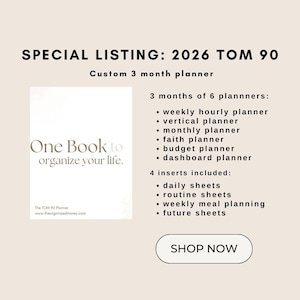 Planner TOM 90 di Alaina del 2026 (SENZA DATA) - 6 sezioni (planner di 3 mesi)