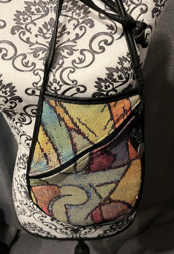 Vintage Handmade Cross body Bag in Artsy Abstract 