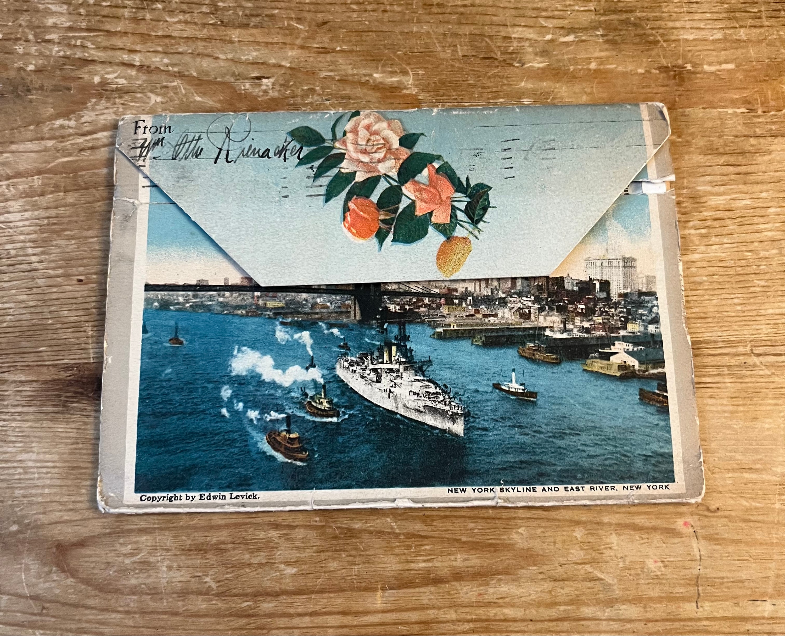 Antique Colorized Postcard Souvenir New York Skyscrapers Folder Circa ...