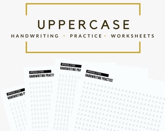 Printable Minimalistic Uppercase Letter Worksheet for Handwriting Practice // Digital Download