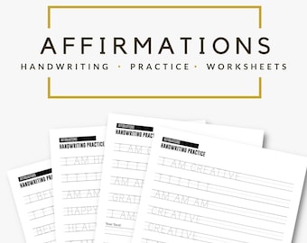 writing in korean practice Printable Postive Affirmations Handwriting Practice Worksheet for Kids // Digital Download