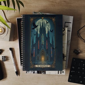 Cahier à spirales avec cartes de tarot Le hiérophante - Ligne ligné - Whimsigoth, Cottagecore, Witchy Core