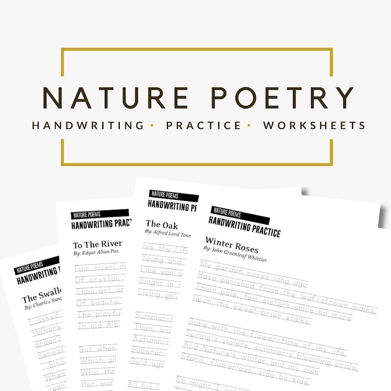 Printable Poetry Handwriting Practice Worksheet for Adults // Digital ...