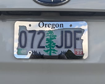 Mirror Finish Stainless Steel Oregon License Plate Frame