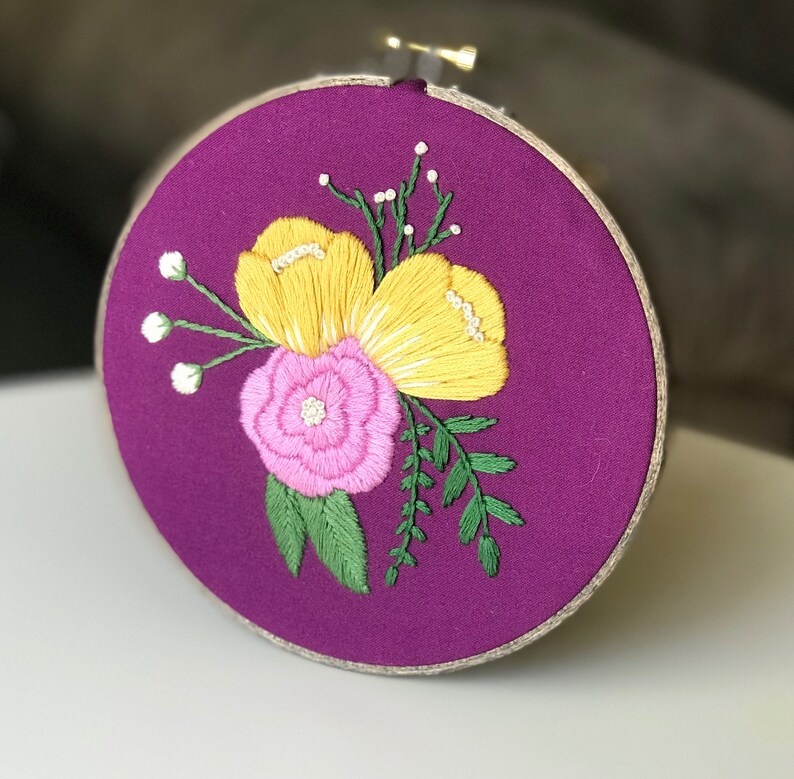 Floral Embroidery Kit// Floral Embroidery/ Embroidery Kit Etsy