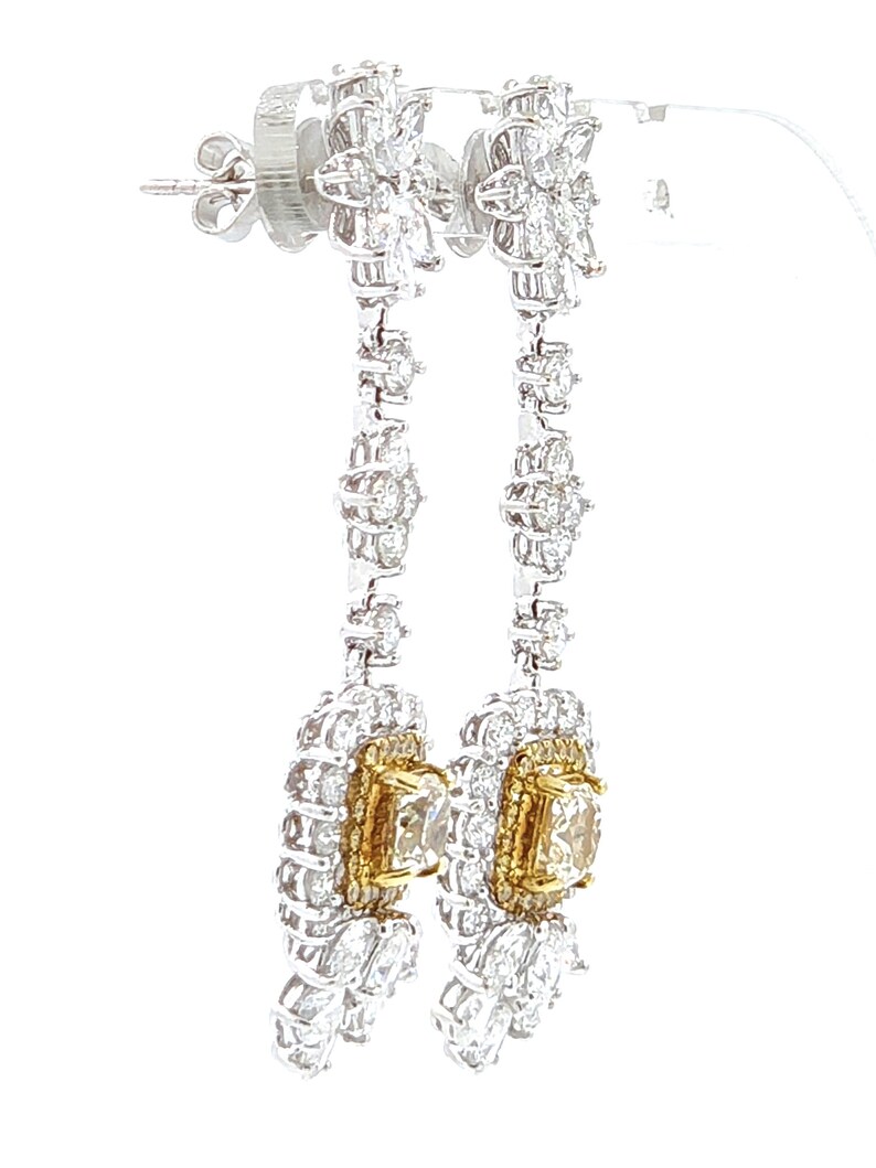 Fancy Yellow Diamond Dangle Drop Earring in 18K White Gold Etsy