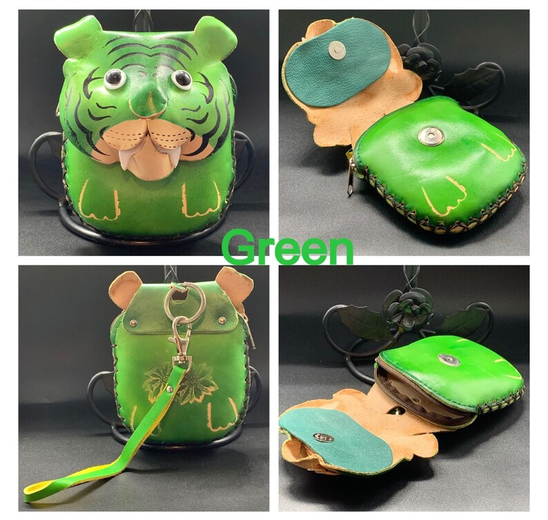 Handmade Leather Animal Tiger Coin Purse MultiColor Perfect Etsy