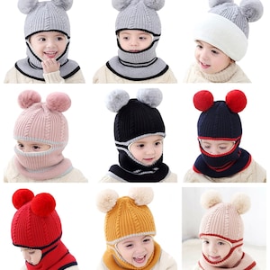 Cat Ear Baby Girls Boys 2-in-1 Winter Hat Toddler Knitted Hood - Etsy