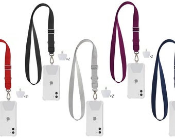 Universal Nylon Phone Lanyard with 2× Durable Pads- Adjustable to Wrist, Neck Strap or crossbody. Multi Colors available - Perfect Gift