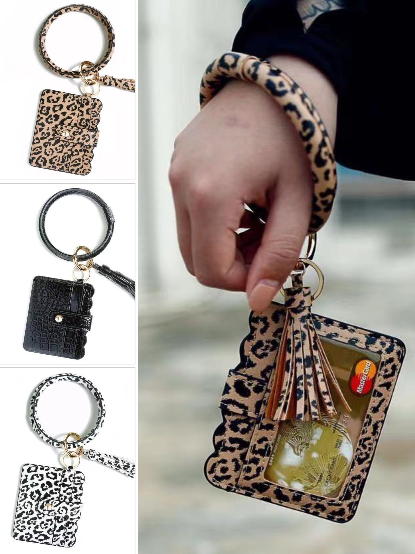 Cute Wrist Lanyard for Keys, Keychain, Wallet, Id Holder, Cell Black  Leopard