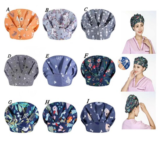 Bouffant Medical Cap With Buttons Women 