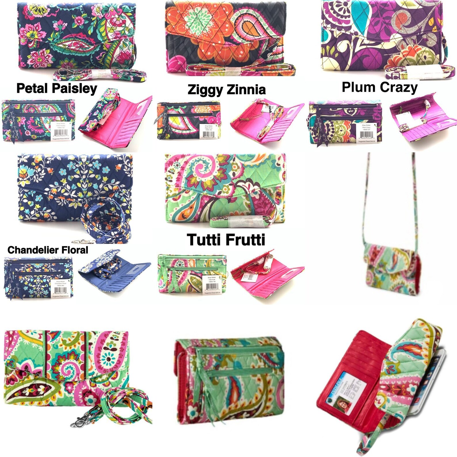 Vera Bradley Strap Wallet Crossbody Bag Multi Pattern Etsy