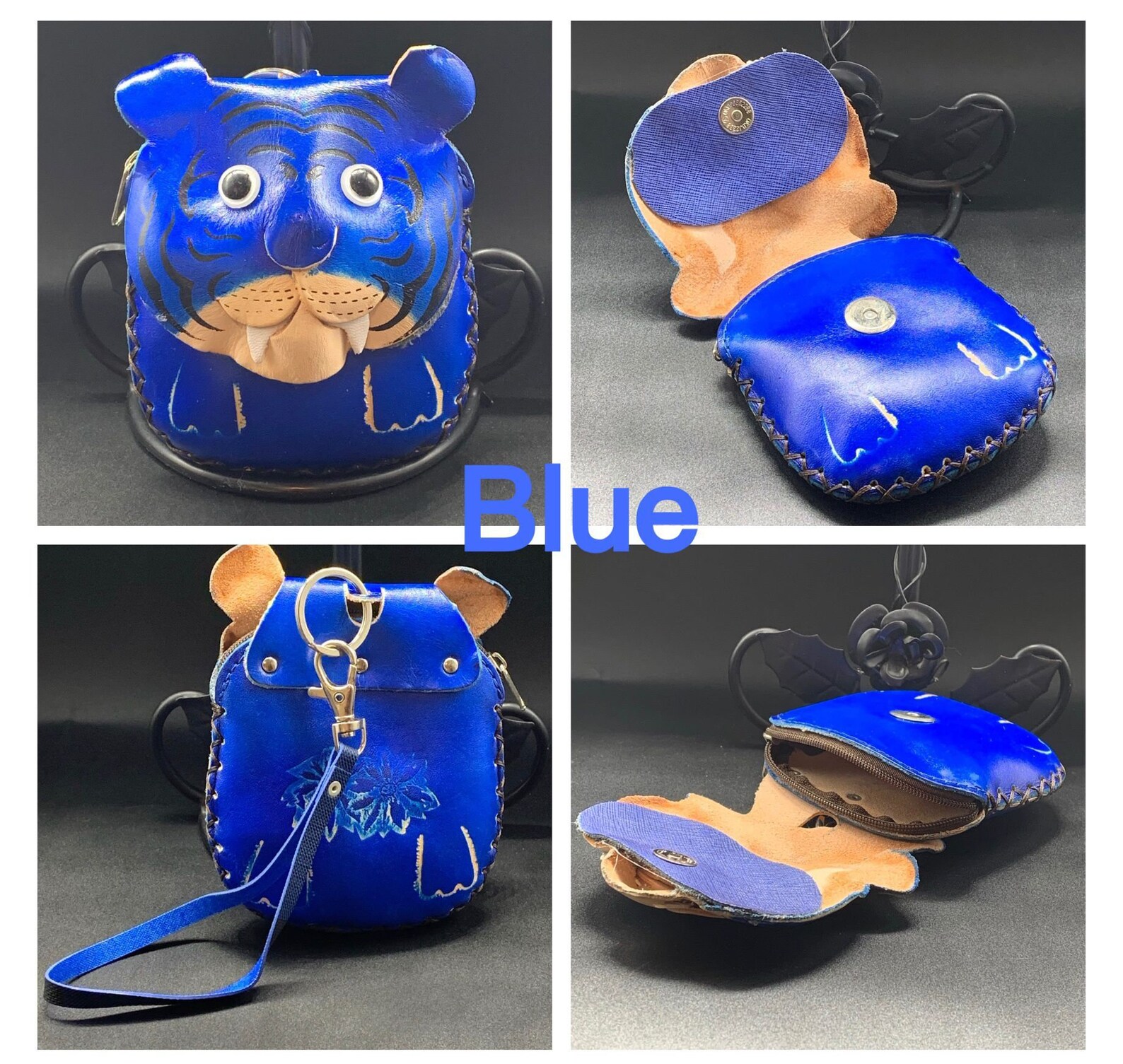 Handmade Leather Animal Tiger Coin Purse MultiColor Perfect Etsy