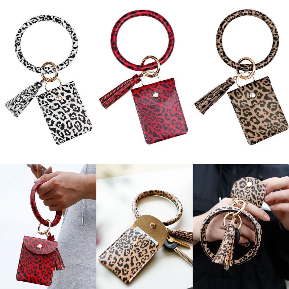 Leopard Key Ring Bracelet Wristlet Bracelet Keychain Bangle Etsy