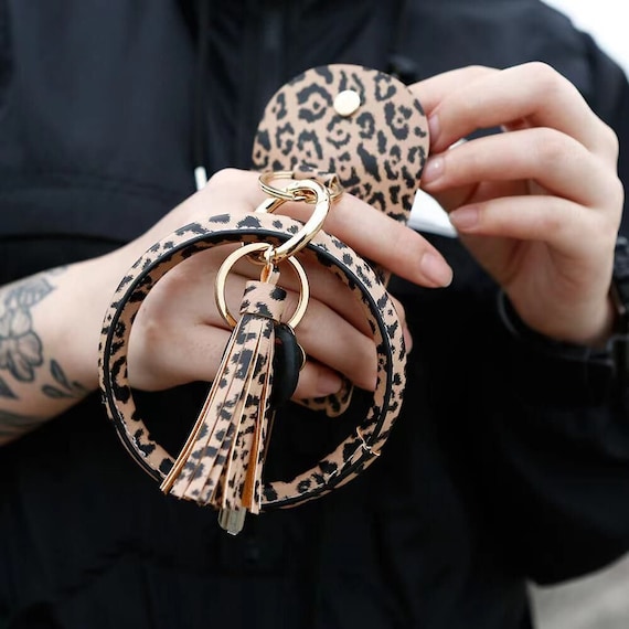 Leather cheap keyring bracelet