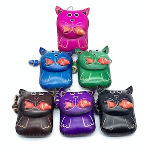 Vintage Genuine Leather 3D Animal Cat Coin Purse With Gift Bag - Perfect Gift