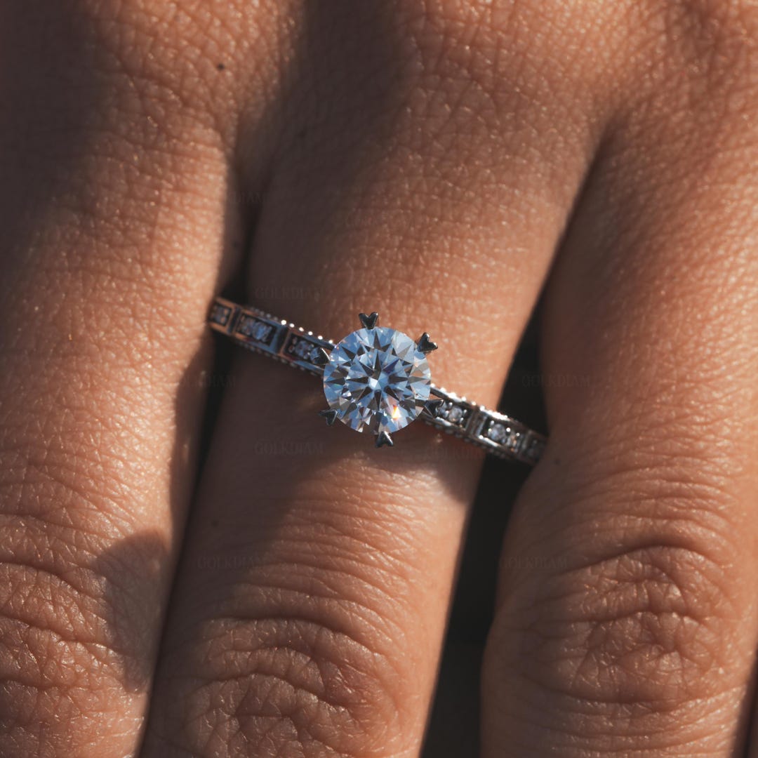 1.50 CT Lab Grown Diamond Engagement Ring, 14k White Gold Solitaire - Etsy