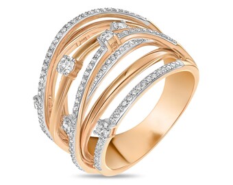 Handcrafted Rose Gold Lab Grown Diamond Ring, Modern Wedding Band