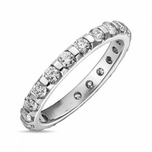 0.83 CT 14k White Gold Full Eternity Wedding Band VVS/DE Lab Grown Round Diamond Engagement Ring