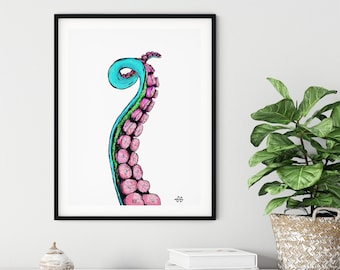 The Tentacle | Octopus Artwork | Octopus Tentacle | Tropical Art | Coastal Art