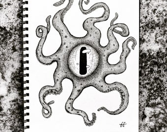 Art Print Octoplops / Octopus Ink Sketch / Stampa di alta qualità