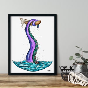 The Kraken | Kraken Artwork | Octopus Tentacle | Octopus Print | Tropical Artwork | Coastal Art