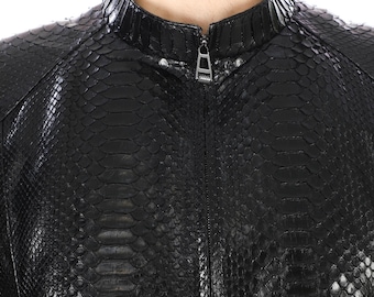 Genuine Python Skin herenjas, zwart