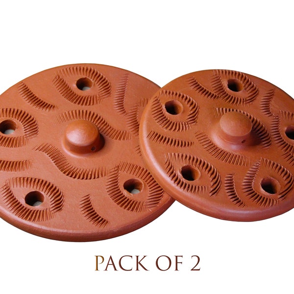 Terracotta Weighted Plate for Grape Leaf Roll Dolma Tolma Warak Enab - PACK of 2 - Perfect Tool for Stuffed Dishes! Improved SPECIAL EDITION