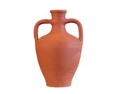 Terracotta Double Handled Amphora Water Jug, Clay Pitcher, Wine Carafe, Home Decor Vase, Pottery Jar, Traditional Kitchen Gift, Fit for DIY