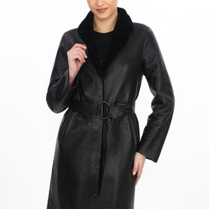 Spanish lamb shearling sheepskin women’s coat, plus sizes up to 7XL, reversible design with elegant suede side and classy fur side