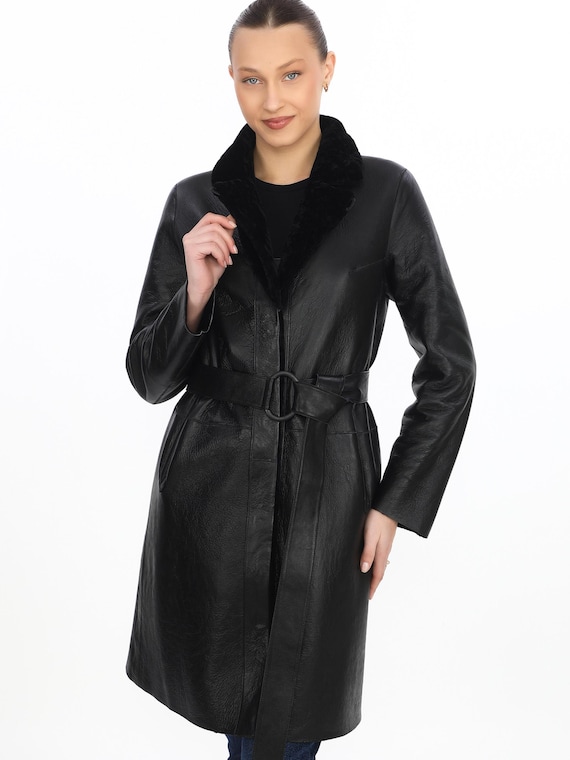 Spanisches Lammfell-Schaffell Damenmantel, große Größen bis 7XL