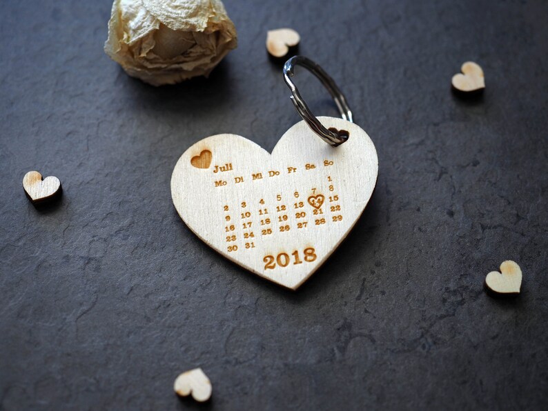 Save the Date Keychain Calendar Heart