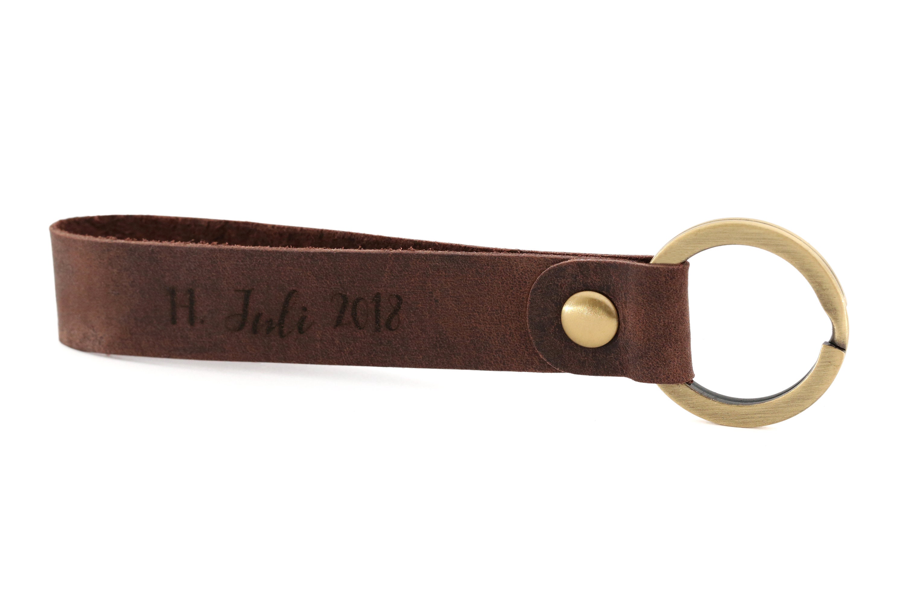 Leather keychain loop with individual engraving Etsy