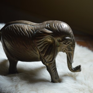 Solid Brass Elephant Statue - Vintage Elephant Figure - Elephant Decor - Bronze Elephant Sculpture - Zoo Animal - Safari Animal - Figurine