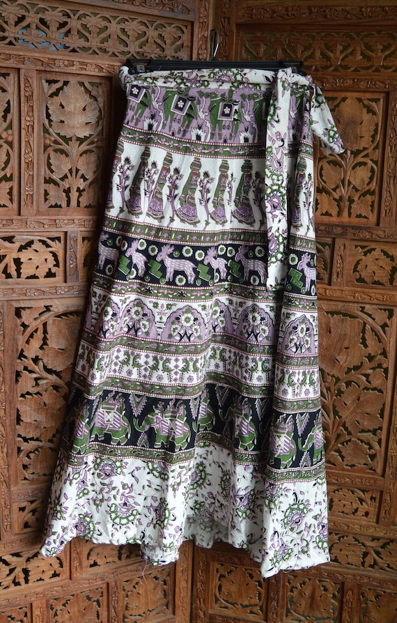 Block Print Wrap Skirt - Vintage Indian Skirt - Co