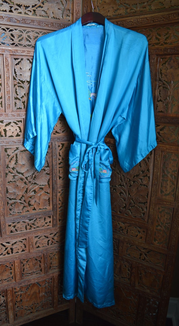 Vintage Silk Robe - 100 Percent Silk - Long Robe … - image 2