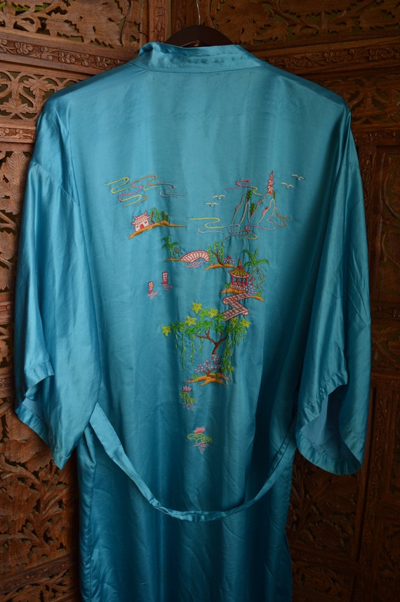 Vintage Silk Robe - 100 Percent Silk - Long Robe … - image 3