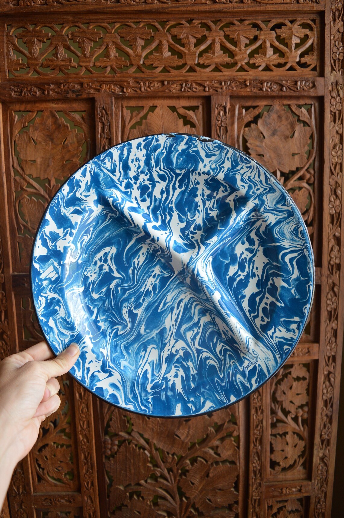 Enamel Divided Plate Vintage Enamel Plate Vintage Etsy