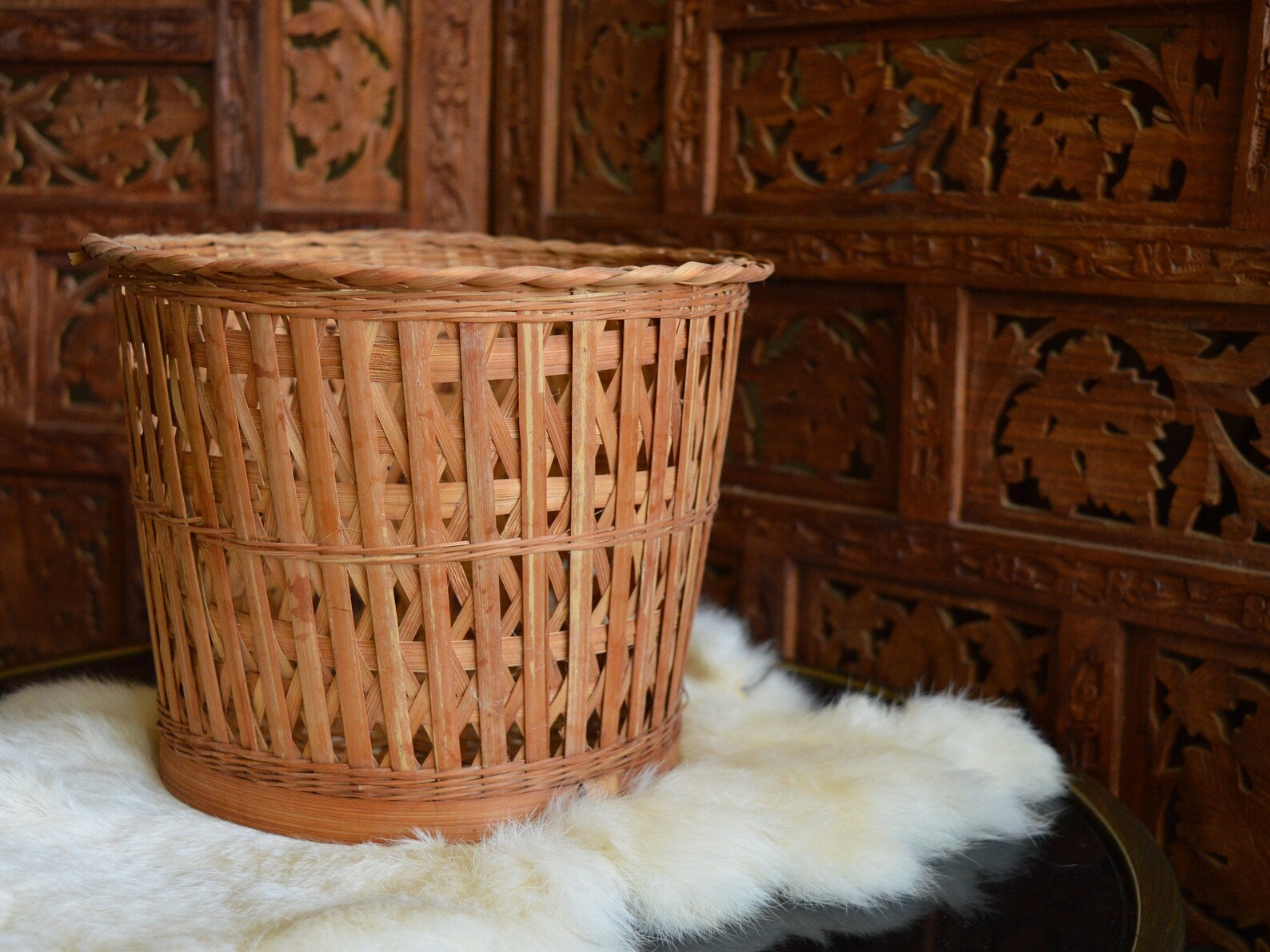 Split Bamboo Basket Woven Basket Bamboo Basket Plant Etsy