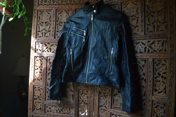 90s Leather Jacket - Wilson's Leather Maxima Jacket - Wilson's Leather Womens Jacket S - Leather Moto Jacket - Vintage Motorcycle Jacket