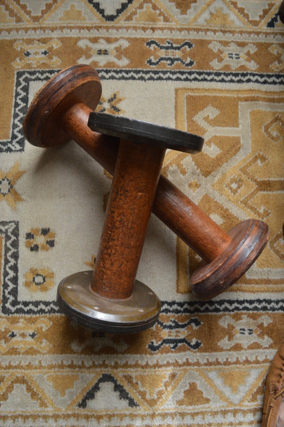 Old wood spool used in weaving - American Ribbon