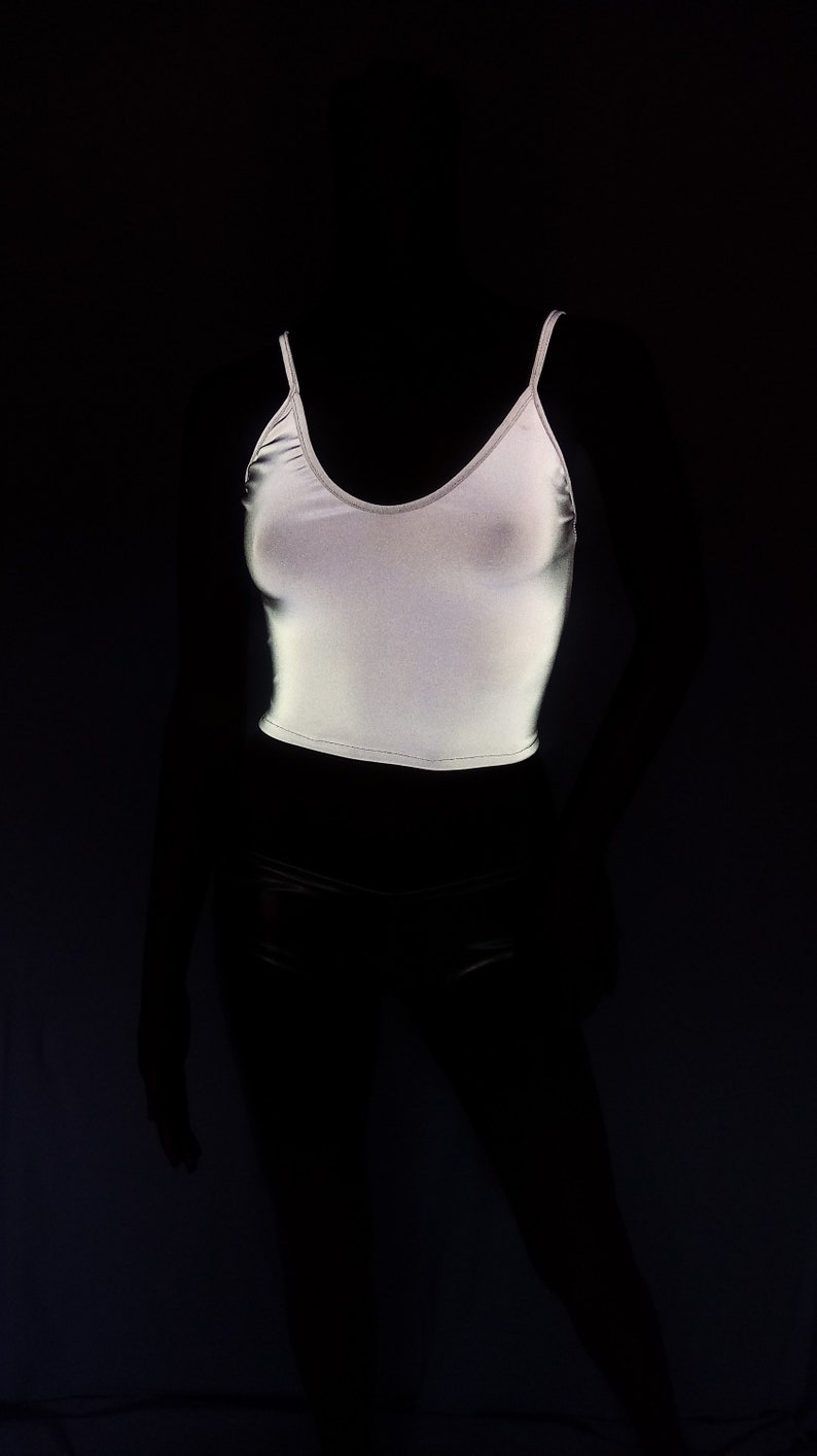 Reflective iridescent Festival Crop Top tank top extraterrestrial super visual X Ray unicorn