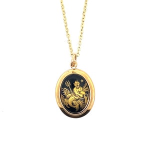 Rare vintage Aquarius small black & gold charm necklace, from 1970&#39;s Germany, vintage deadstock, unique vintage horoscope gift, star sign